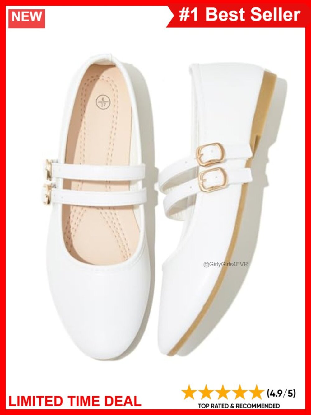 Mary Janes Ballet Flats Faux Leather Buckle Strap Comfort Shoes